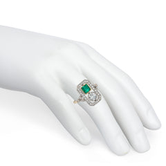 Antique Edwardian diamond and emerald ring