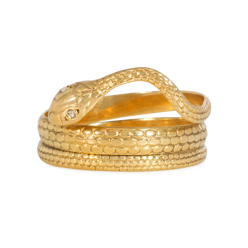 Estate gold textured serpent ring