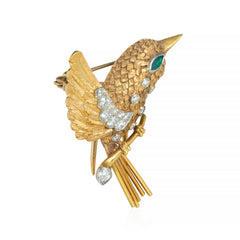 Cartier France mid-century hummingbird brooch