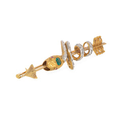 Antique gold, diamond, and emerald snake and arrow brooch