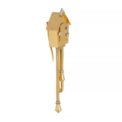 Retro French gold and diamond cuckoo clock brooch-watch