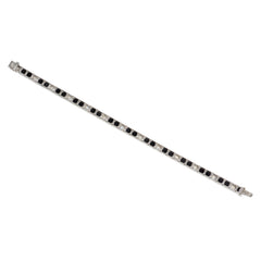 Art Deco French-cut onyx and diamond line bracelet
