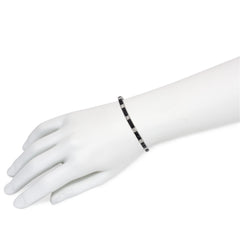 Art Deco French-cut onyx and diamond line bracelet
