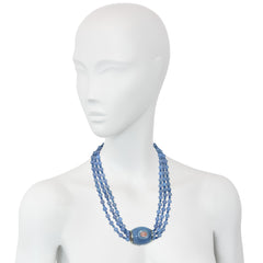 Belperron for Boivin blue chalcedony clip brooch and necklace
