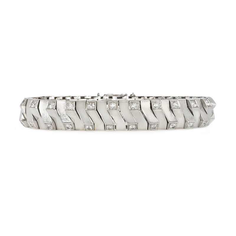 René Boivin Art Moderne platinum and diamond bracelet, France
