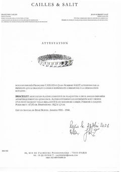 René Boivin Art Moderne platinum and diamond bracelet, France