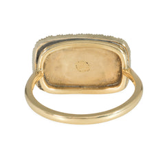 Antique blue enamel, diamond, and pearl ring