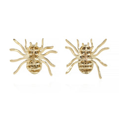 Gold and diamond spider earrings