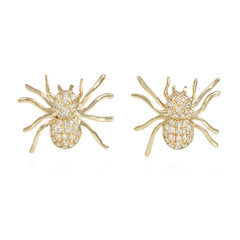 Gold and diamond spider earrings