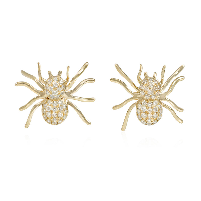 Gold and diamond spider earrings