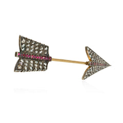 Antique diamond and ruby arrow jabot brooch