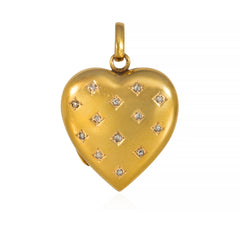 Antique gold and rose diamond heart locket