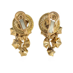 Retro French gold flower basket earrings