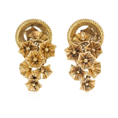 Retro French gold flower basket earrings