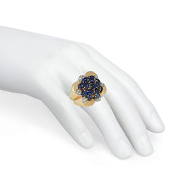 Retro gold, sapphire, and diamond cocktail ring