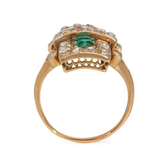 Antique multi-gemstone plaque ring