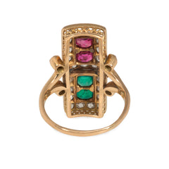 Antique multi-gemstone plaque ring