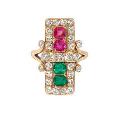 Antique multi-gemstone plaque ring