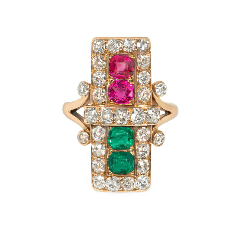 Antique multi-gemstone plaque ring