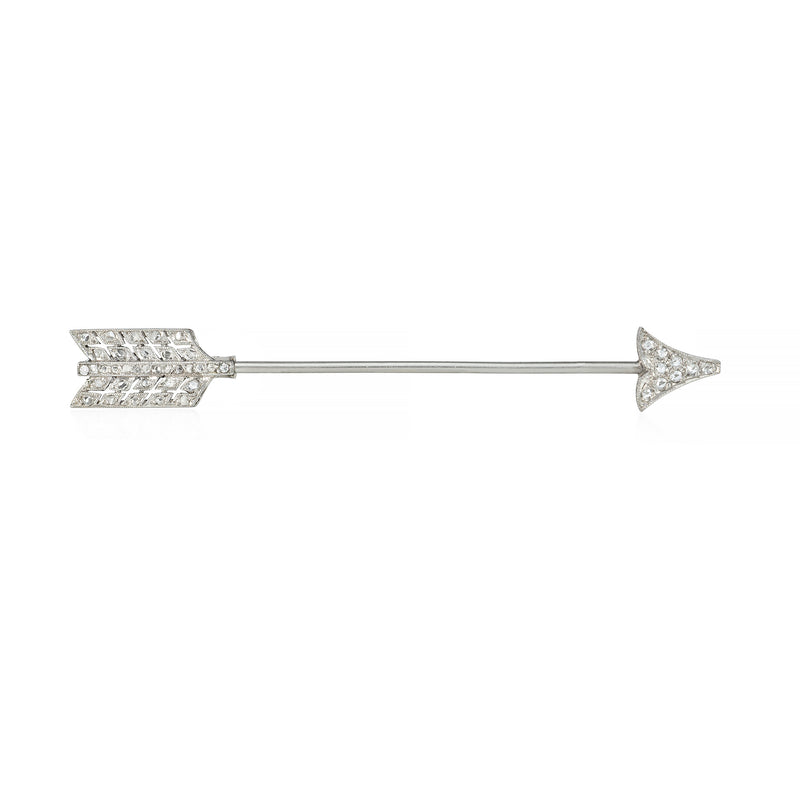French Art Deco arrow jabot in platinum and diamond