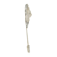 French Art Deco rock crystal and diamond cat jabot