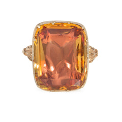 Antique foiled-back topaz and gold ring