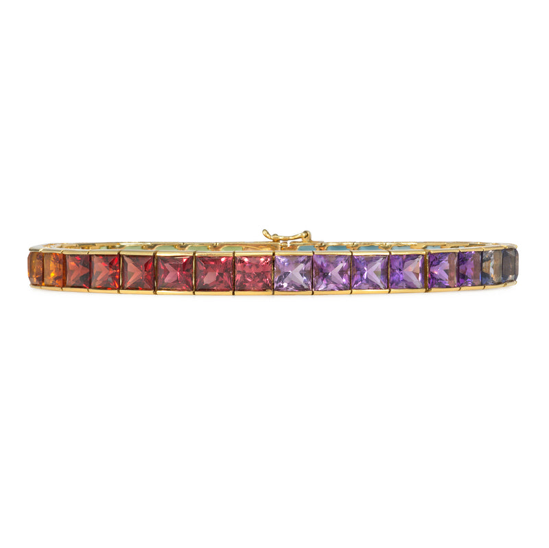Ombré rainbow multi-gem line bracelet