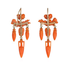 Victorian carved coral angel earrings