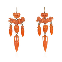 Victorian carved coral angel earrings