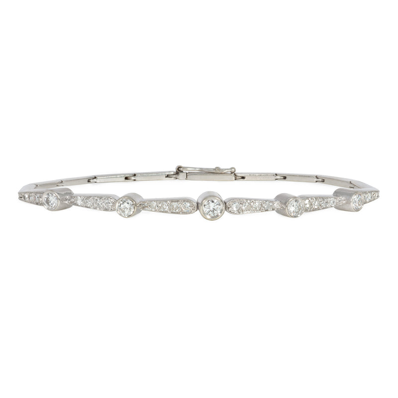 Mid-century tapering diamond line bracelet