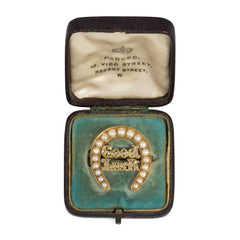 Victorian gold and diamond "Good Luck" horseshoe pin