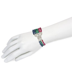 Art Deco multi-gem bead and diamond bracelet