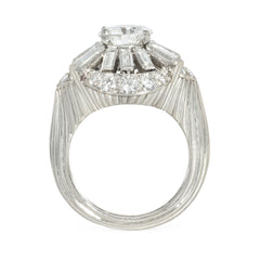 Cartier 1950s diamond and platinum cluster ring