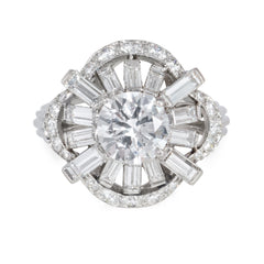 Cartier 1950s diamond and platinum cluster ring