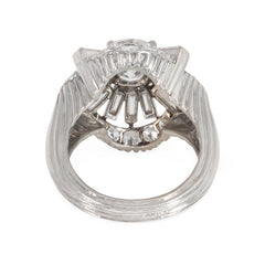Cartier 1950s diamond and platinum cluster ring