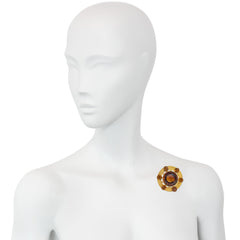 Antique oversized gold and citrine brooch