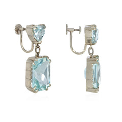 Retro aquamarine pendant earrings