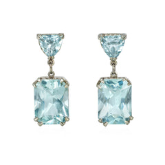 Retro aquamarine pendant earrings