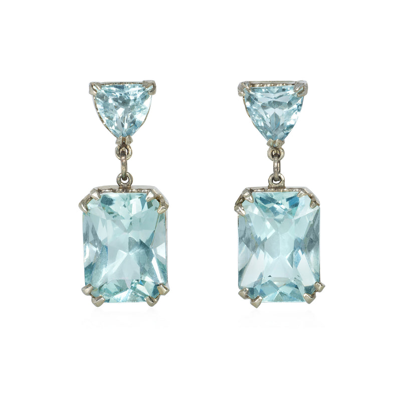 Retro aquamarine pendant earrings