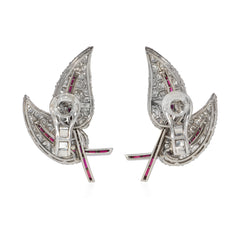 Mid-century interchangeable diamond leaves earrings