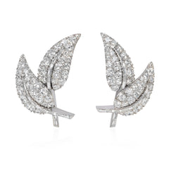 Mid-century interchangeable diamond leaves earrings