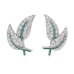 Mid-century interchangeable diamond leaves earrings
