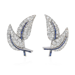 Mid-century interchangeable diamond leaves earrings