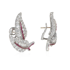 Mid-century interchangeable diamond leaves earrings