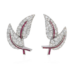 Mid-century interchangeable diamond leaves earrings