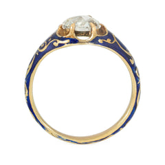 Early Victorian blue enamel and diamond ring