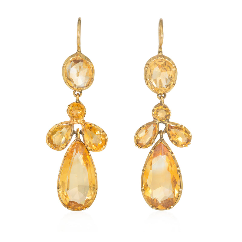 Antique citrine girandole pendant earrings