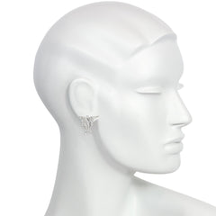 1950s French platinum and diamond overlapping leaf earrings
