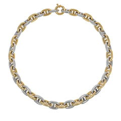 1970s large-scale white and yellow gold chain d'ancre necklace
