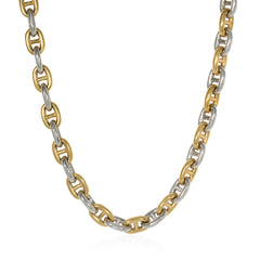1970s large-scale white and yellow gold chain d'ancre necklace